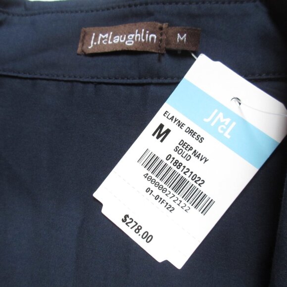 NWT J. MCLAUGHLIN Elayne in Deep Navy Cotton Silk Blend Faux Wrap Midi Dress M - Picture 8 of 9